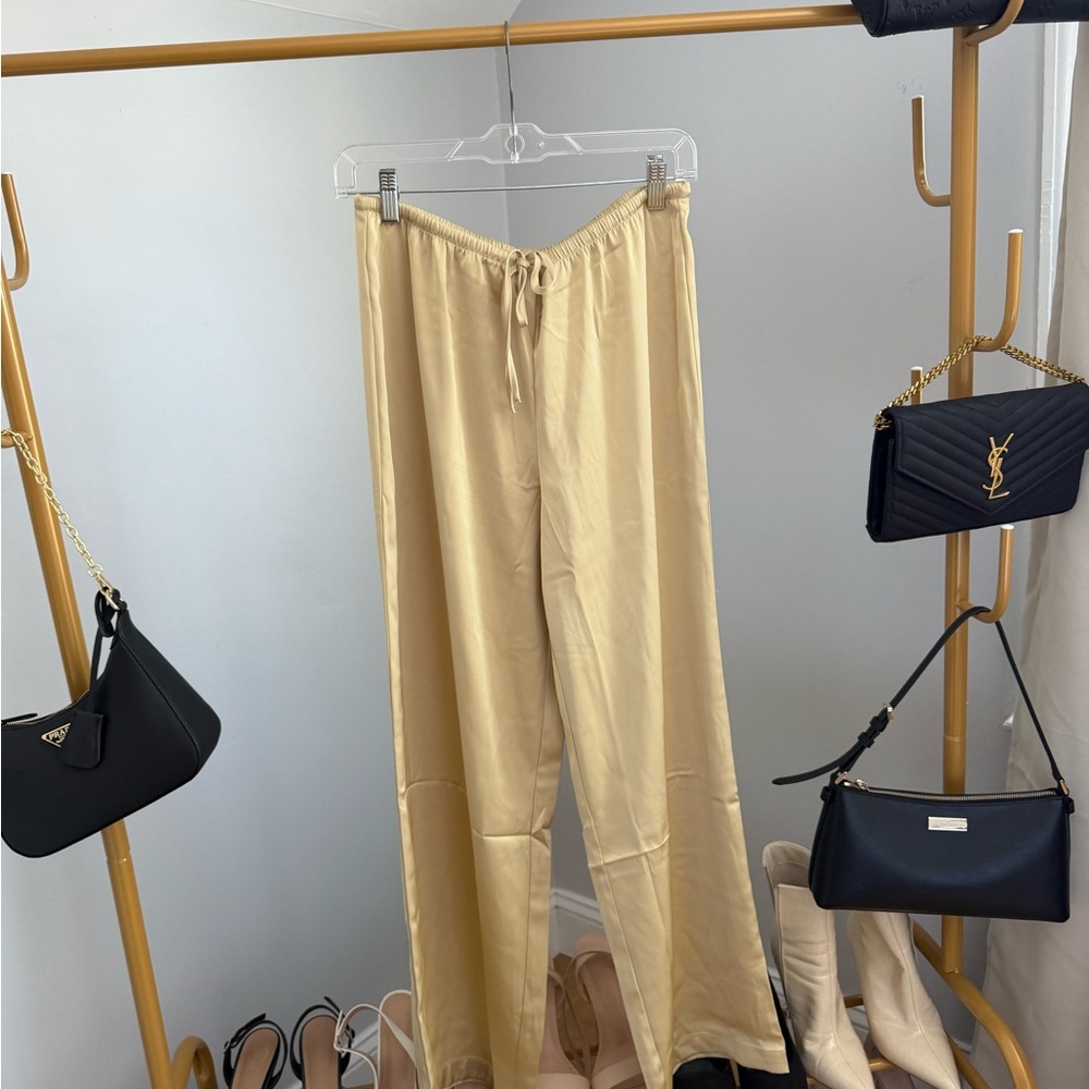 Gold satin pants Women's